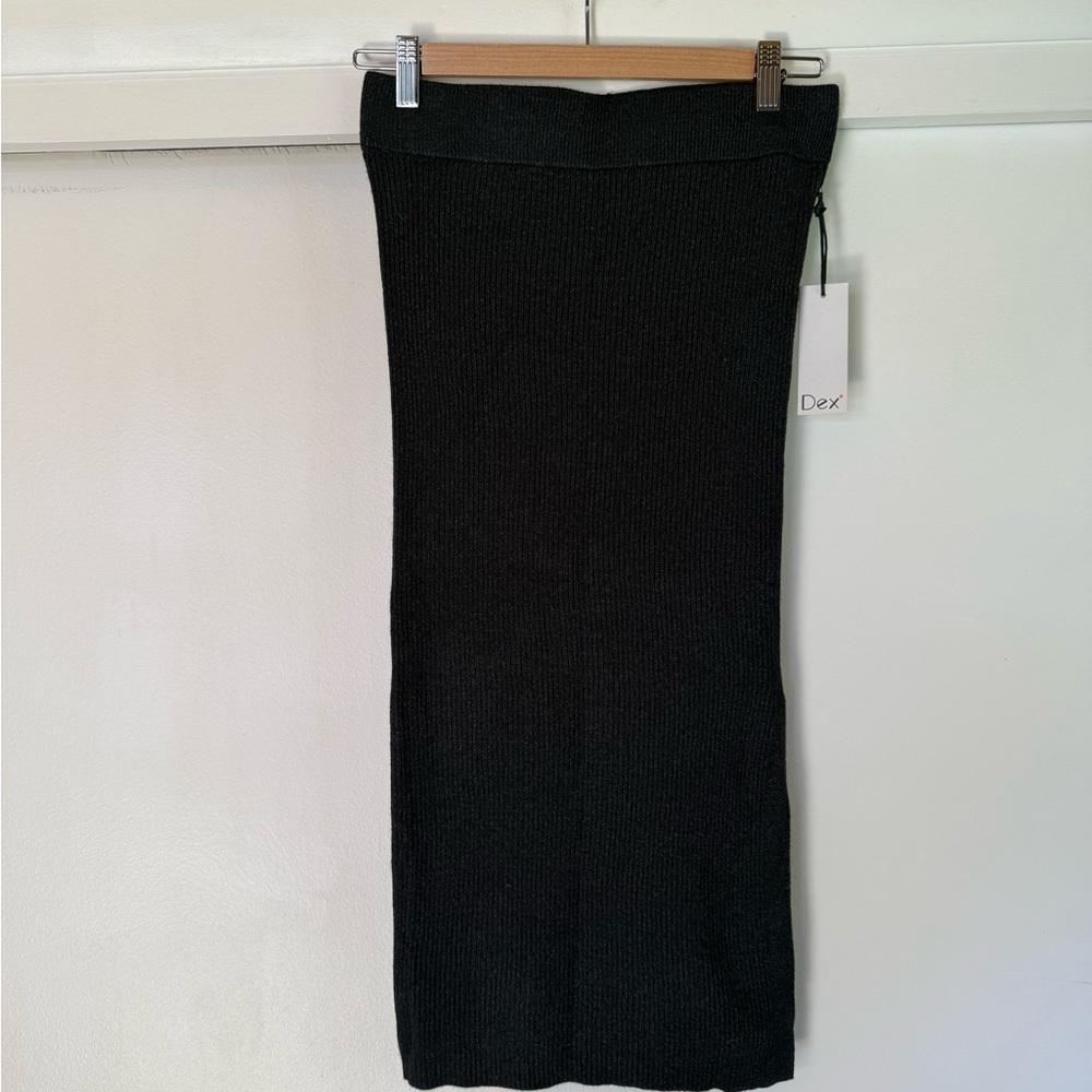 Dex Stretch Black Pencil Skirt Side Slit Medium New - Picture 1 of 5